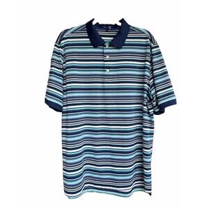 Stitch Polo Shirt‎ Large Men's Striped Golf Short Sleeve Blue